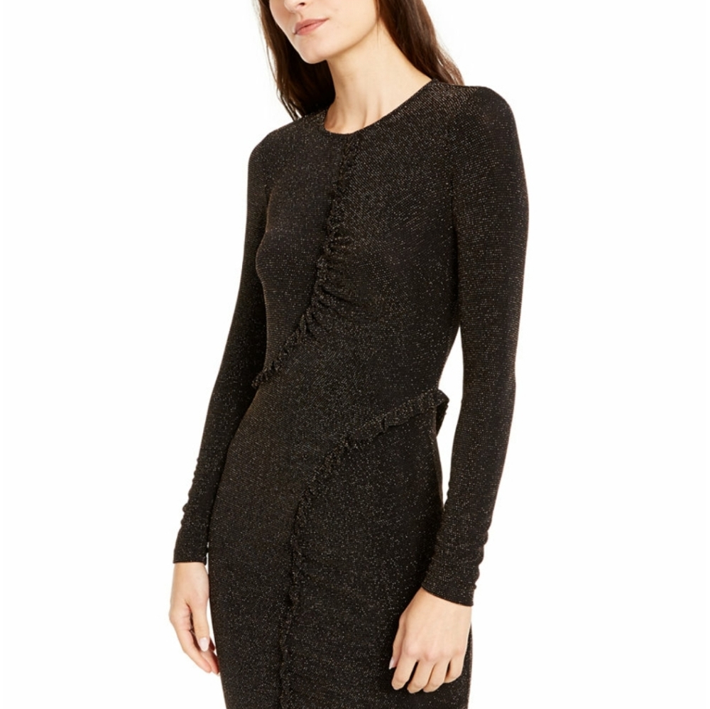 MICHAEL Michael Kors Metallic Ruffle-Trim Dress,
